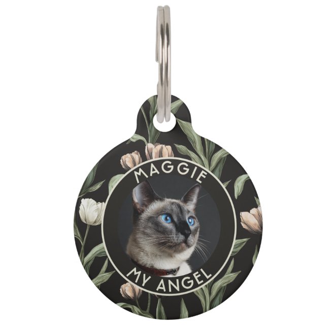 Custom Cat Gift Tulip Flower Pet Tag (Front)