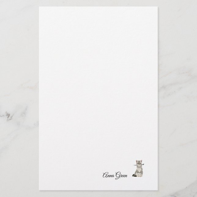 Custom Cat Knitting Needle Simple Stationery Paper (Front)