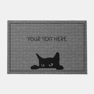 Custom Cat Large Door Mat Grey and Black