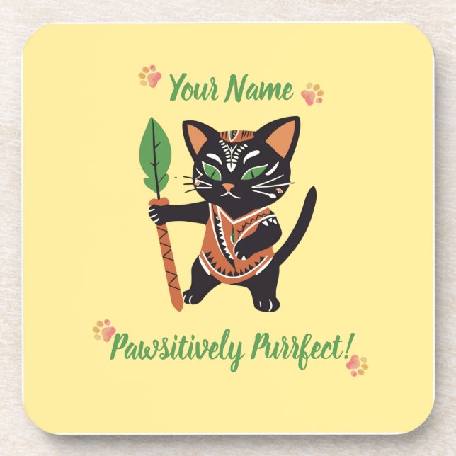 Custom Cat Lover Coaster - Cute & Personalised (Front)