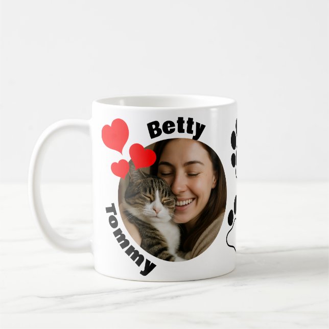Custom Cat Lover Mug with 2 Photos & Names  (Left)