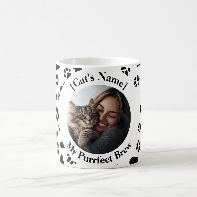 Custom Cat Lover Mug with Photo and Name (Center)