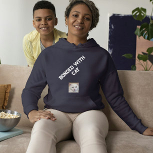 Custom Cat Lover Navy Blue White Quote Pet Photo  Hoodie