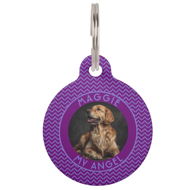 Custom Cat Lover Present Chevron Motif Pet Tag (Front)