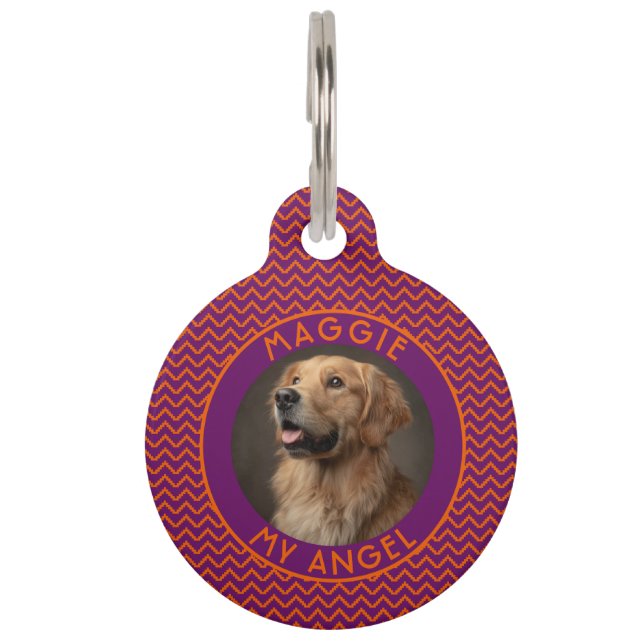 Custom Cat Lover Present Chevron Pattern Pet Tag (Front)