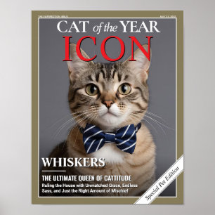 Custom Cat Magazine Cover Template Pet Portrait Poster