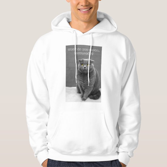 Custom Cat Meme Funny Cat Neutered Hoodie (Front)