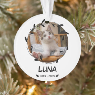 Custom Cat Memorial Keepsake – Photo, Name & Dates Ornament