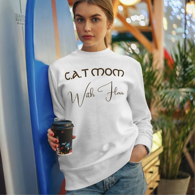 Custom Cat Mom Dark Brown Funny Script Pet Lover Sweatshirt (Creator Uploaded)
