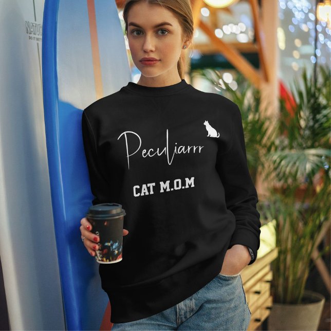 Custom Cat Mom Minimalist Script Black And White Sweatshirt (Creator Uploaded)