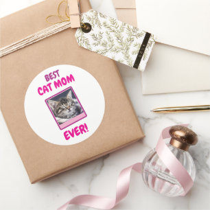 CUSTOM CAT MOM MUM EVER PET LOVE MOTHERS DAY DOG  CLASSIC ROUND STICKER
