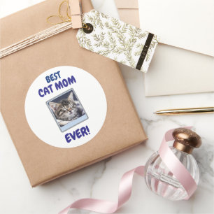CUSTOM CAT MOM MUM EVER PET LOVE MOTHERS DAY DOG  CLASSIC ROUND STICKER