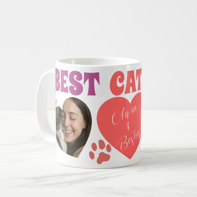 Custom Cat Mom Photo Mug (Front Left)