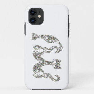 Custom Cat Monogram Font Metallic Pearl Abalone iPhone 11 Case