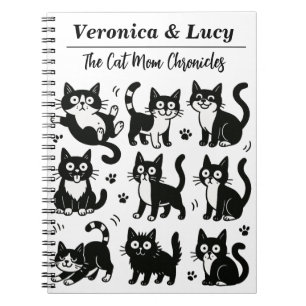 Custom Cat Mum Notebook – Funny Black & White Cat