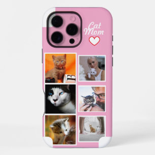 Custom Cat mum Photo Collage Pink with Name iPhone 16 Pro Max Case