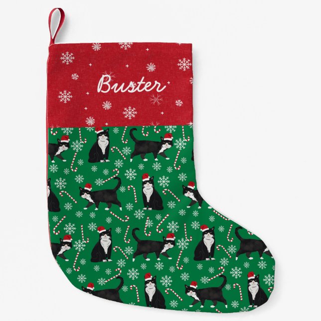 Custom Cat name tuxedo cat stocking (Front)