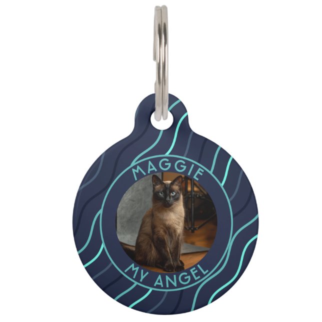 Custom Cat Owner Gift Stripes Motif Pet Tag (Front)