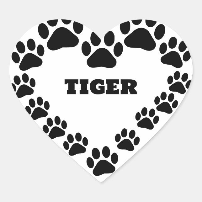 Custom Cat Paw Print Heart-Shaped Sticker (Front)