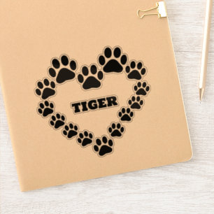 Custom Cat Paw Print Heart Vinyl Cut Decal