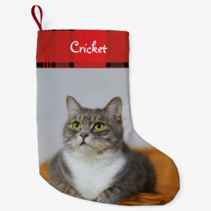 Custom Cat Pet Red Flannel Holiday Small Christmas Stocking
