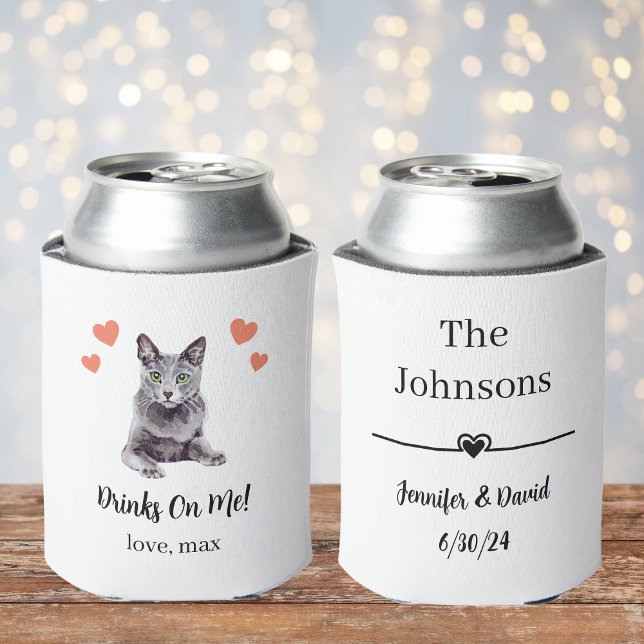 Custom Cat Pet Wedding Can Cooler (Creator Uploaded)