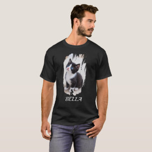 Custom Cat Photo and Name Brush Stroke T-Shirt