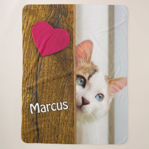 Custom Cat Photo Blanket with Pet's Name