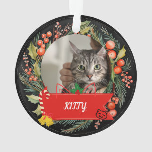 Custom cat photo cat name personalised cat photo ornament