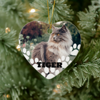 Custom Cat Photo Ceramic Ornament with Name