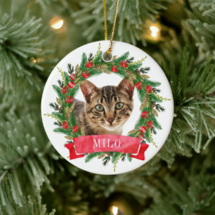 Custom Cat Photo Ceramic Tree Decoration
