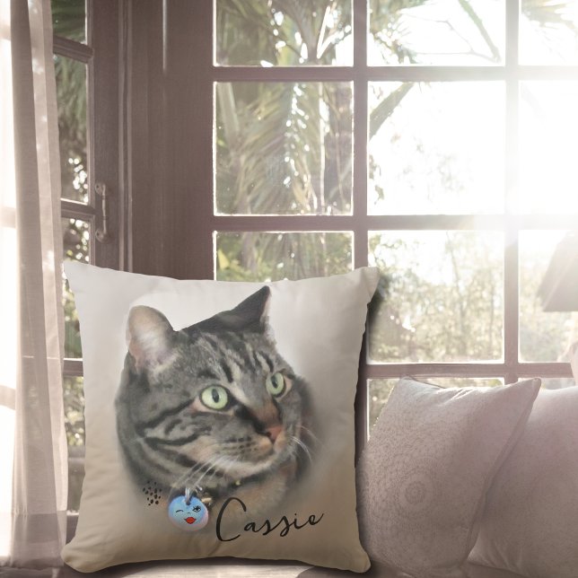 Custom Cat Photo Image personalised  Cushion (Custom Cat Photo Image personalized Throw Pillow)