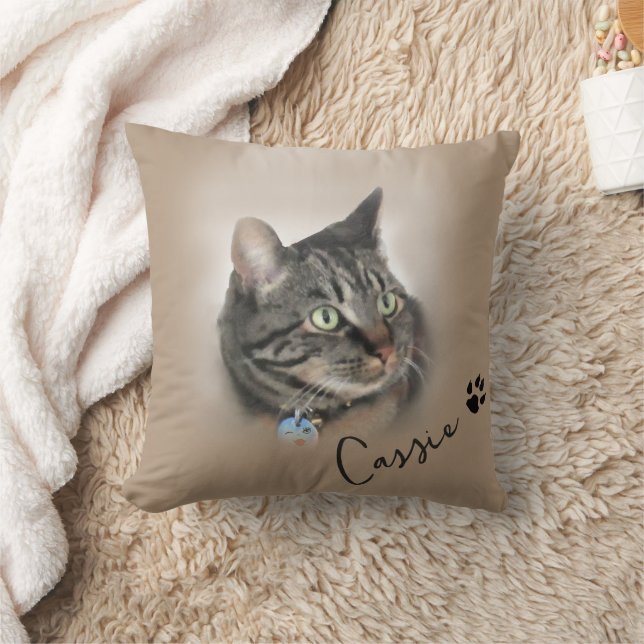Custom Cat Photo Image personalised  Throw Pillow (Blanket)