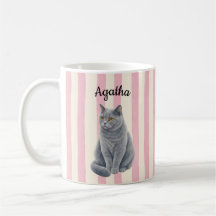 Custom Cat Photo Mug, Personalized Cat Name Coffee