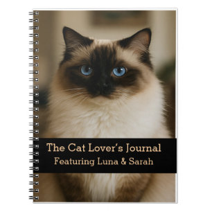 Custom Cat Photo Notebook with Name Cat Lover Gift