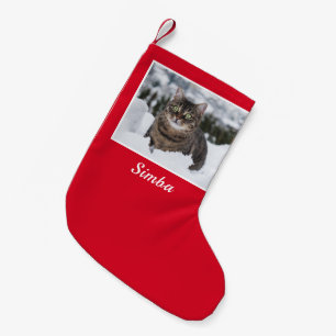 Custom Cat Photo Personalised Small Christmas Stocking