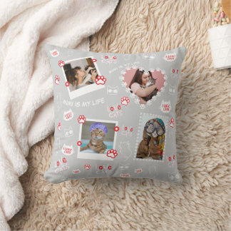 Custom Cat Pillow with Face Photos & Cat Name 