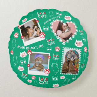 Custom Cat Pillow with Face Photos & Cat Name 