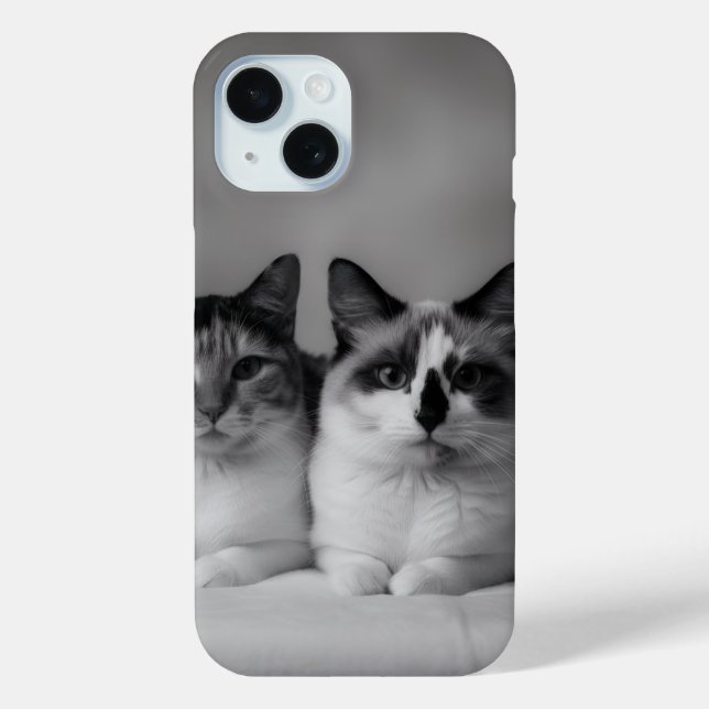 Custom Cat Portrait iPhone 15 Slim Fit Case  (Back)