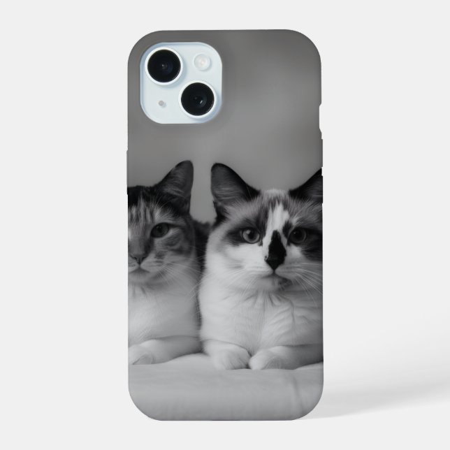 Custom Cat Portrait iPhone 15 Slim Fit Case  (Back)