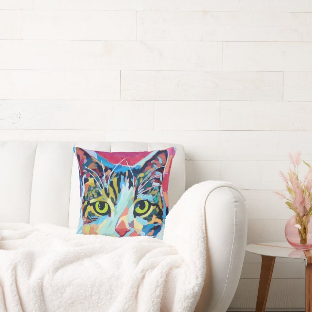 Custom Cat Portrait Painting -Forever Loved Pet Cushion (Couch)