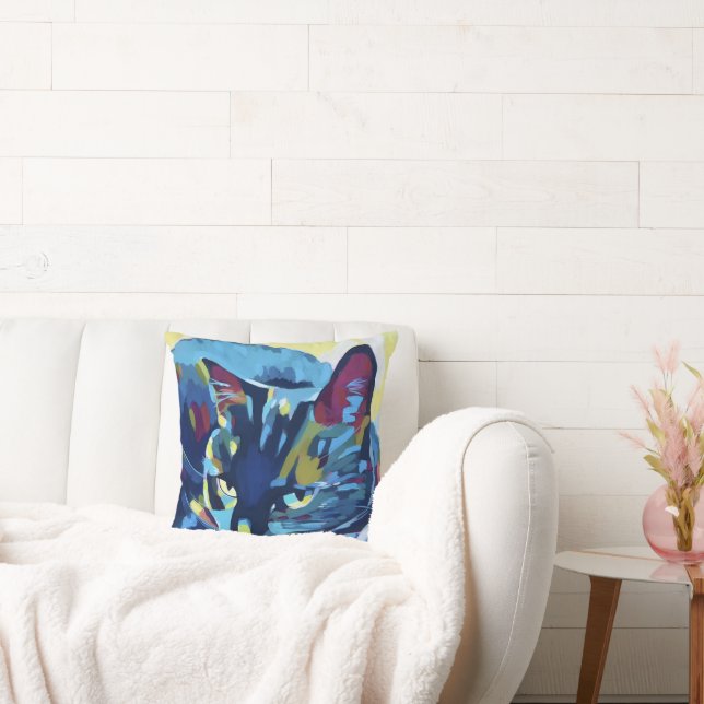 Custom Cat Portrait Painting - Forever Loved Pet Cushion (Couch)