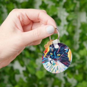 Custom Cat Portrait Painting - Forever Loved Pet Key Ring