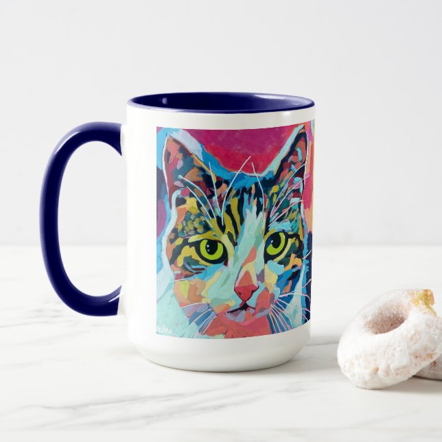 Custom Cat Portrait Painting - Forever Loved Pet Mug (With Donut)