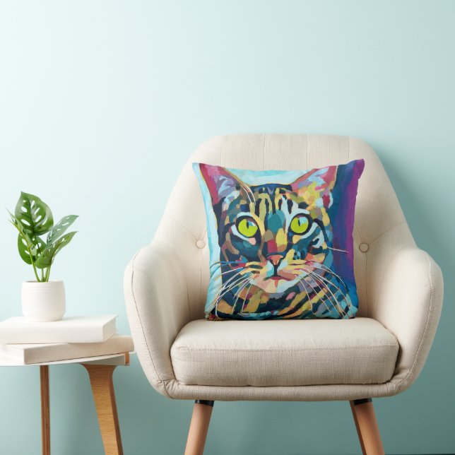 Custom Cat Portrait Painting - Gift for Cat Lovers Cushion (Chair)