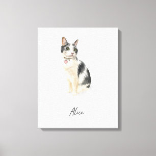 Custom Cat Portrait Watercolor Canvas Print