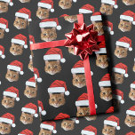 Custom Cat Santa Hat Face  Wrapping Paper<br><div class="desc">Custom Funny Cat Santa Hat Face Photo Christmas Wrapping Paper</div>