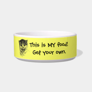 Custom Cat Saying Add Photo Yellow Template Bowl