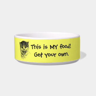 Custom Cat Saying Add Photo Yellow Template Bowl