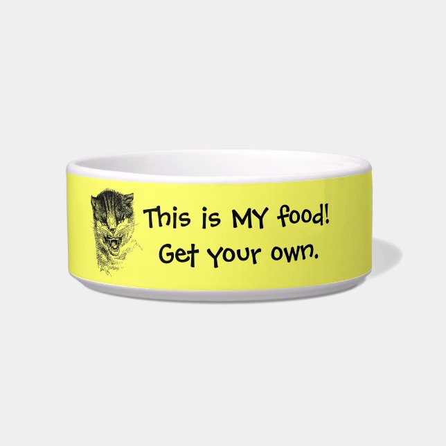 Custom Cat Saying Add Photo Yellow Template Bowl (Front)